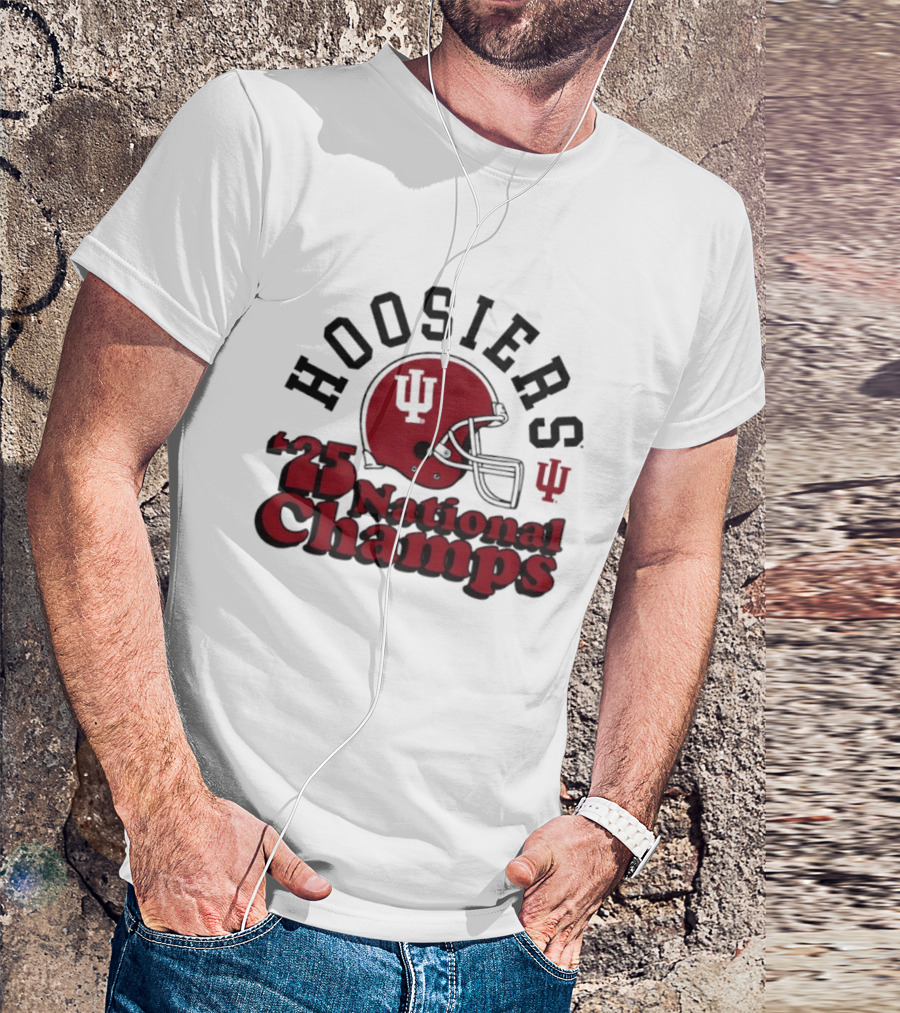 Hoosiers '25 National Champs Red Helmet T-Shirt