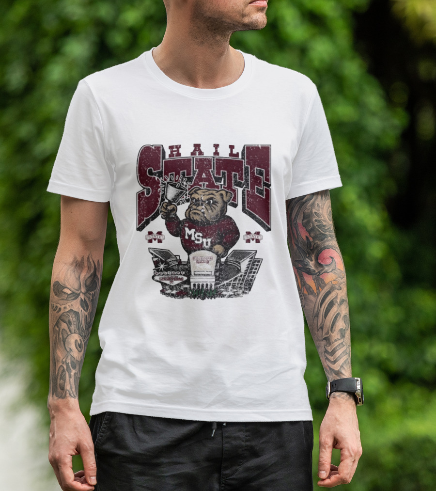 Hail State MSU Mississippi State Bulldogs Stadium Cowbell T-Shirt