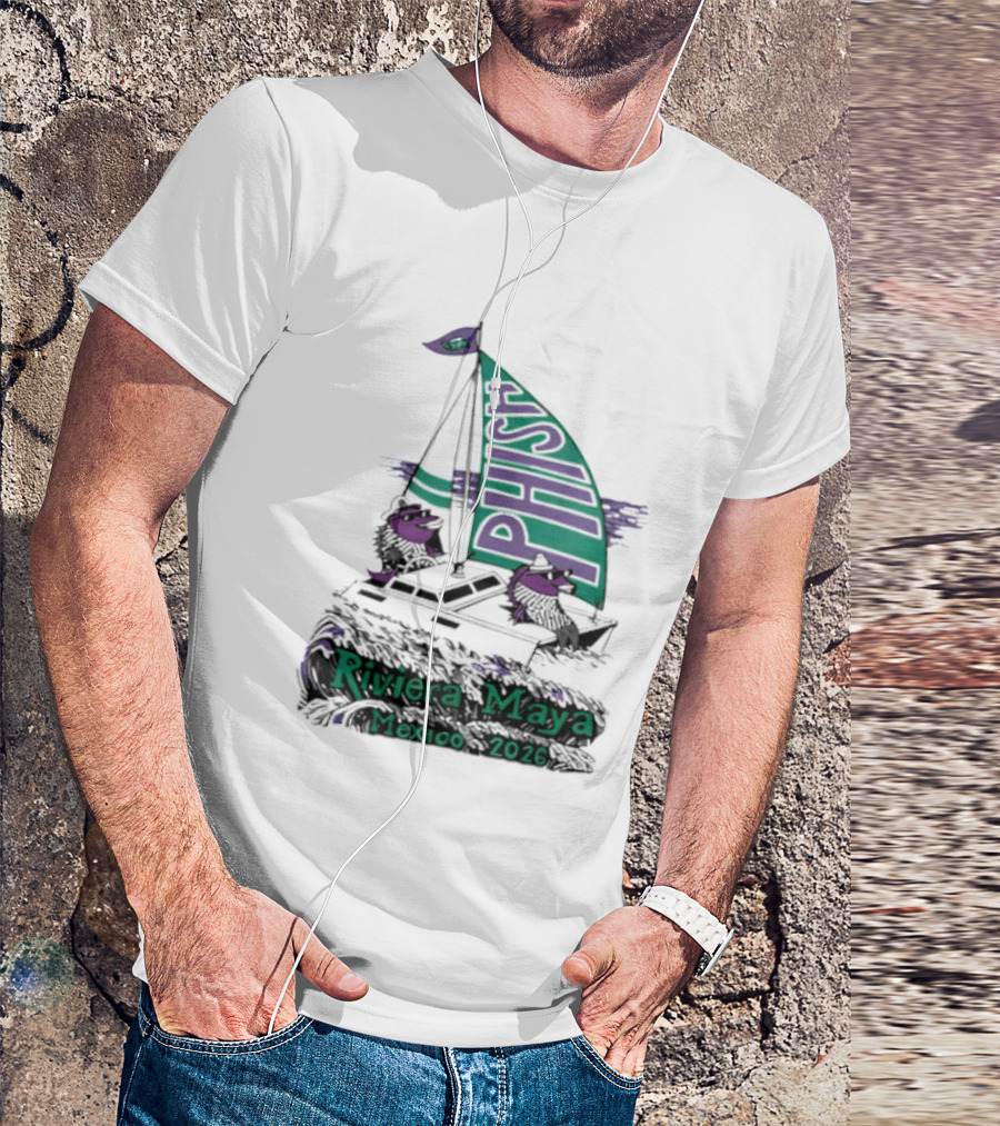 Phish Riviera Maya Mexico 2026 Sailboat Dolphins T-Shirt