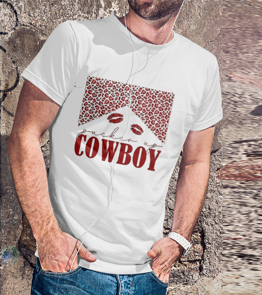 Pucker Up Cowboy Leopard Valentine's Day Lips T-Shirt
