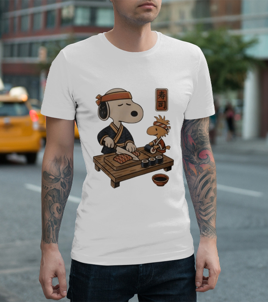 Snoopy Woodstock Sushi Chef Japan Food Sushi T-Shirt