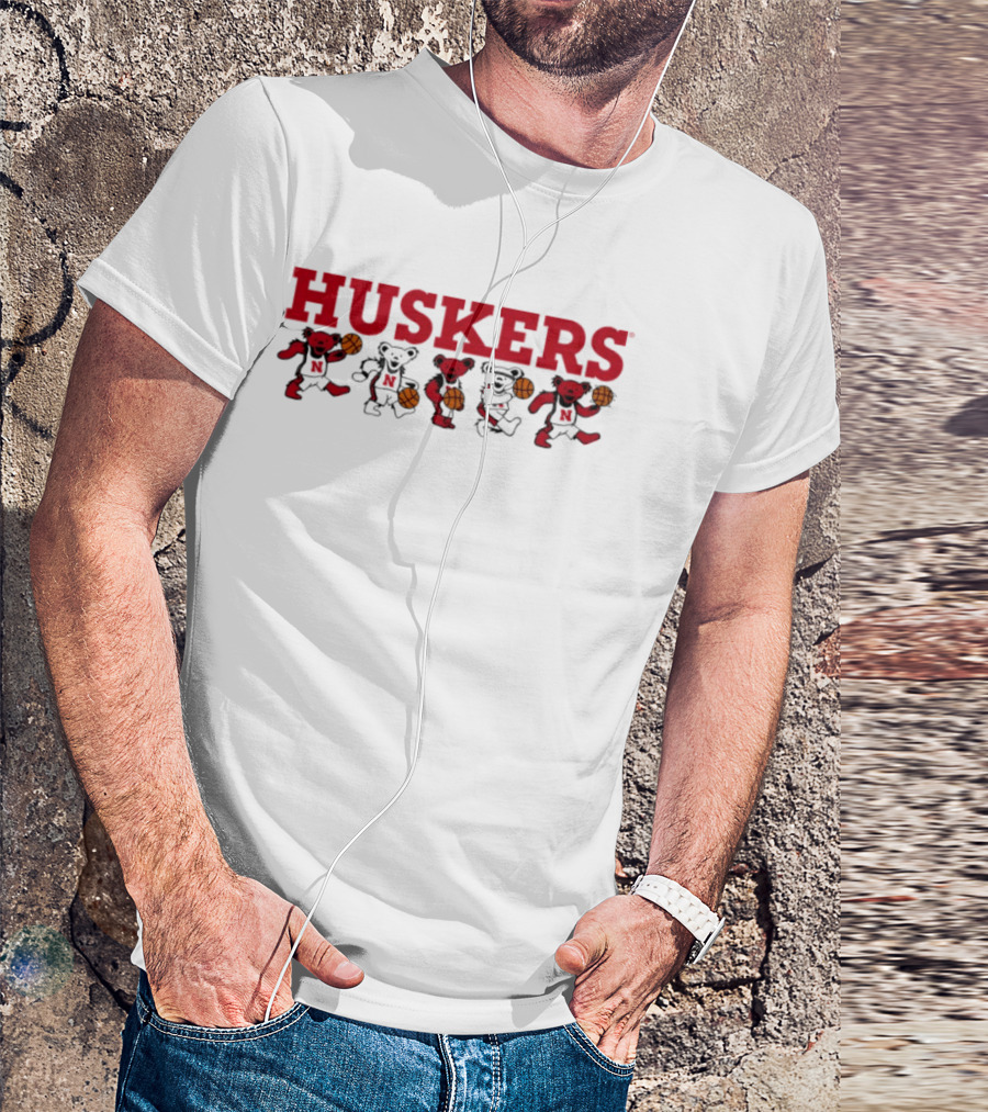 Huskers Grateful Dead Dancing Bears Basketball T-Shirt