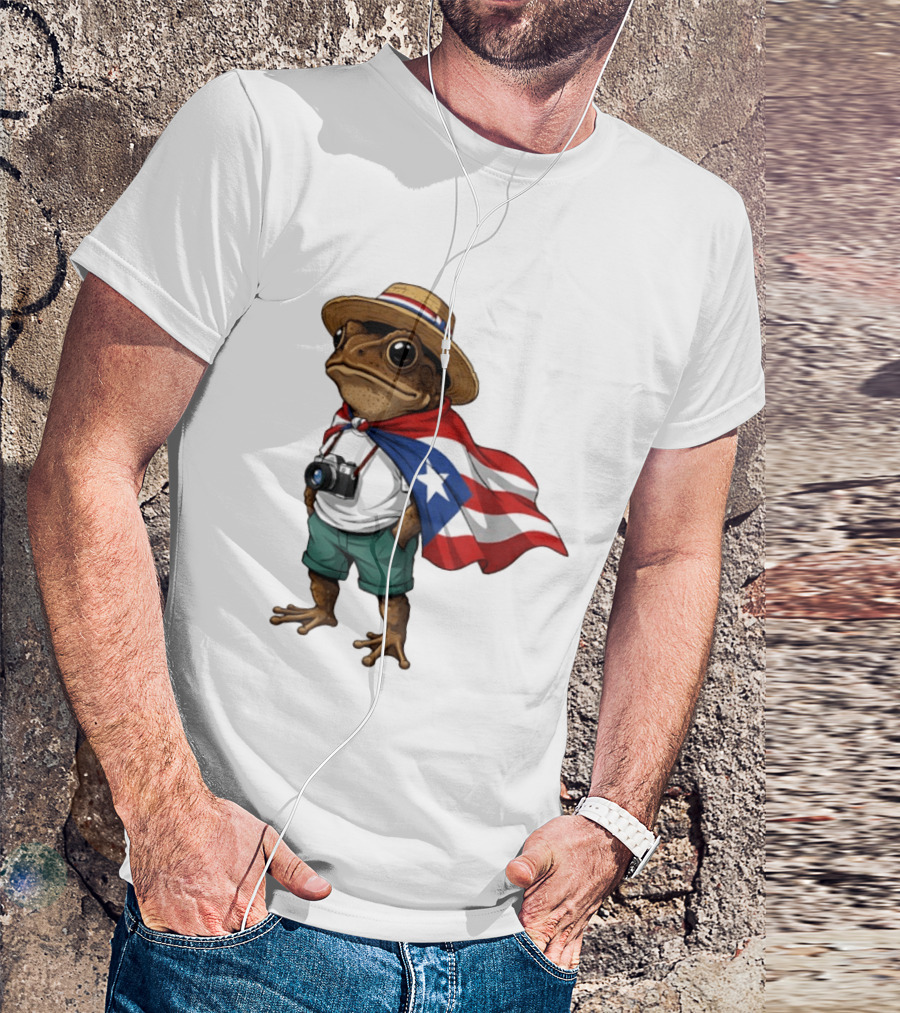 Coqui Frog With Puerto Rico Flag In Puerto Rican Taino T-Shirt