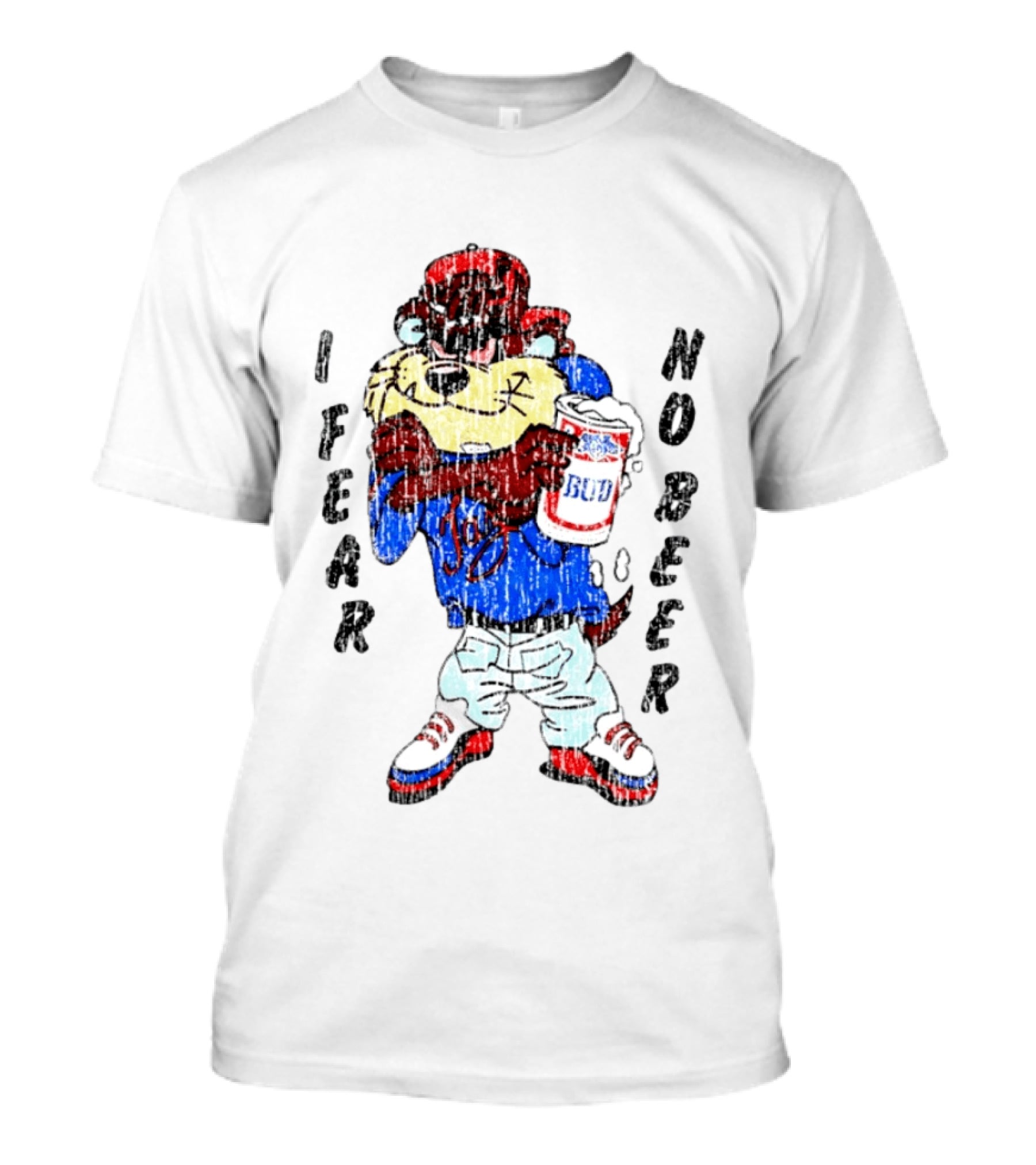 Taz I Fear No Bud Beer Cartoon Character Holding Beverage T-Shirt