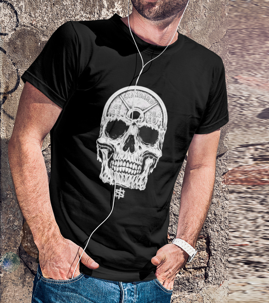 Standard 45 LB 20.4 KG Skull Weights T-Shirt