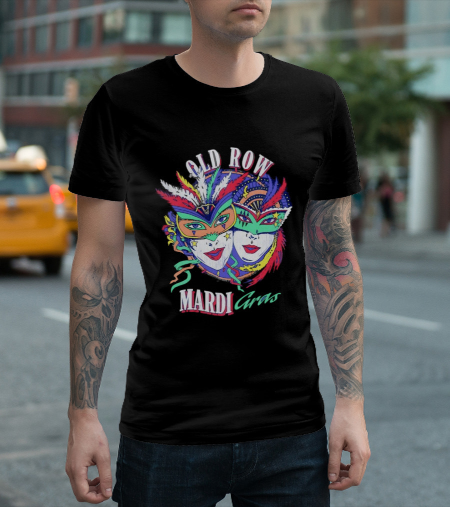 Old Row Mardi Gras Masks Colorful Feathers T-Shirt
