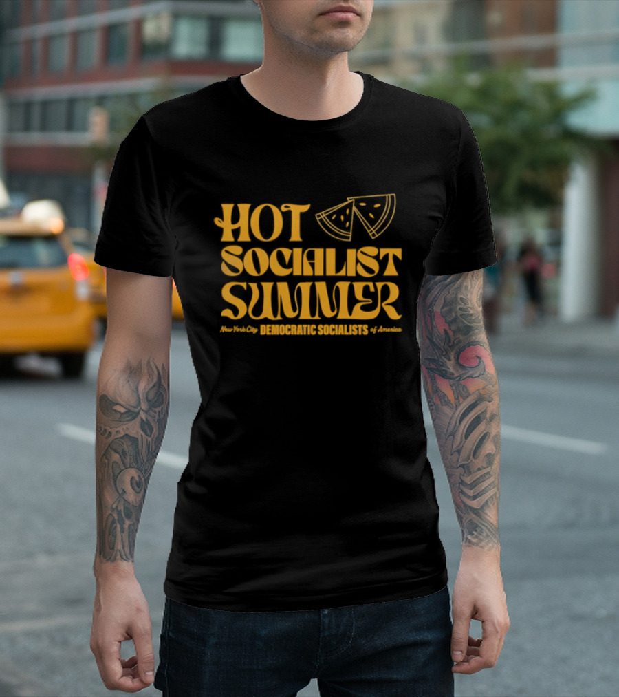 Hot Socialist Summer New York City Democrat Socialists Of America Pizza T-Shirt
