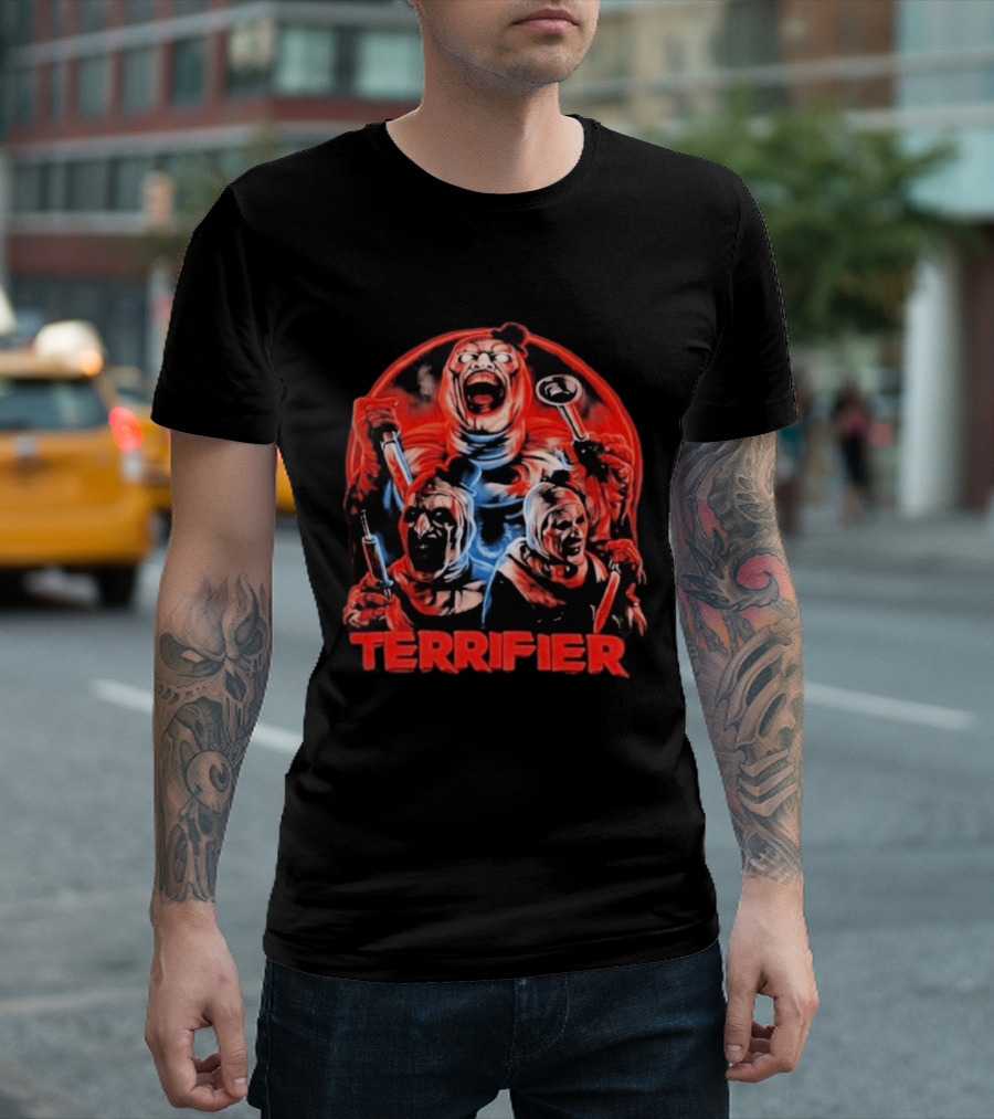 Terrifier Horror Movie Villains Red And Blue T-Shirt