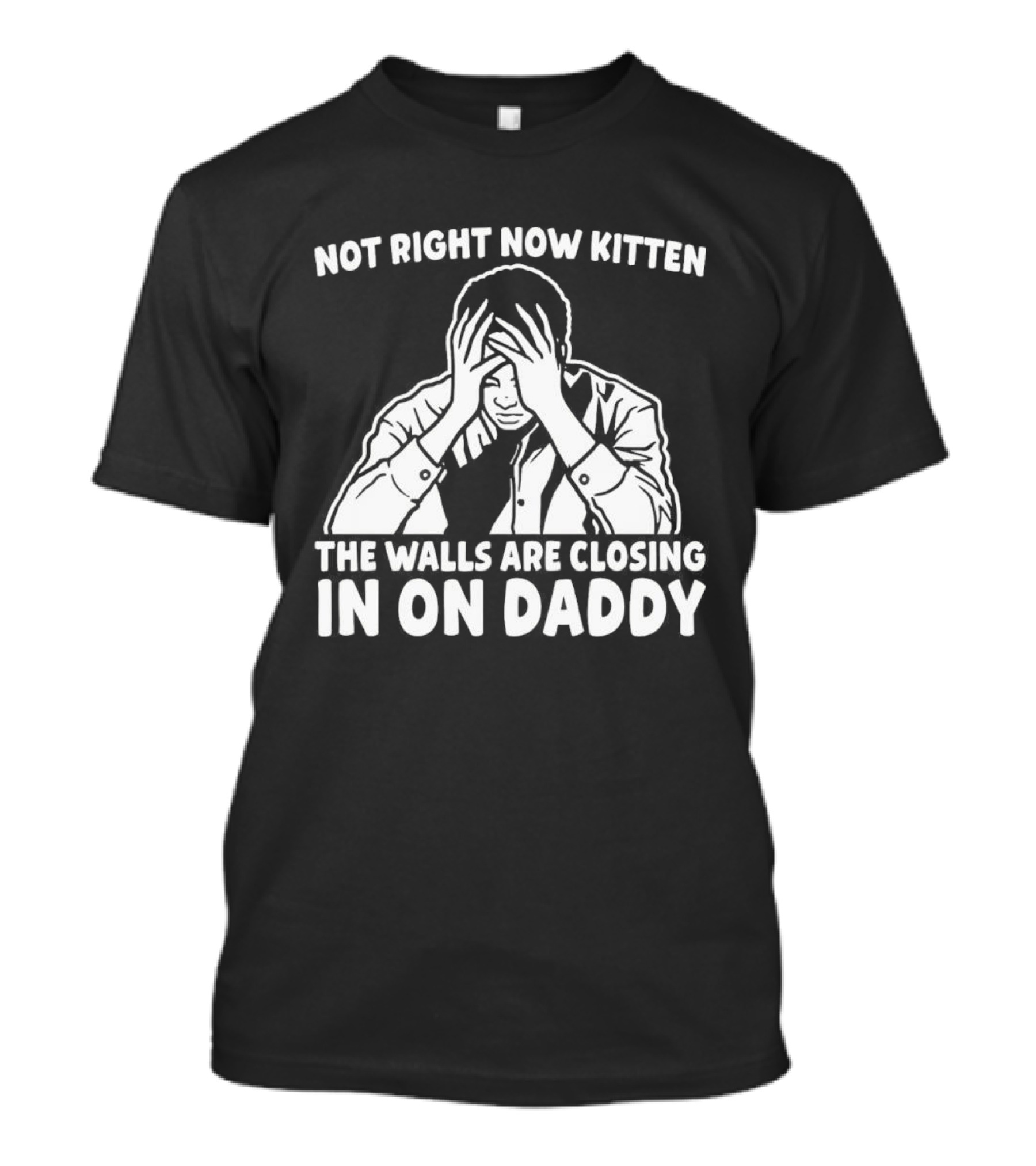 Not Right Now Kitten The Walls Are Closing In On Daddy Stress Humor T-Shirt
