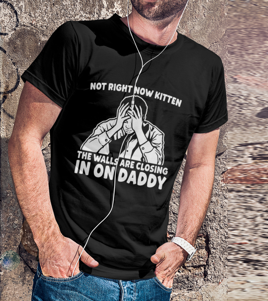 Not Right Now Kitten The Walls Are Closing In On Daddy Stress Humor T-Shirt