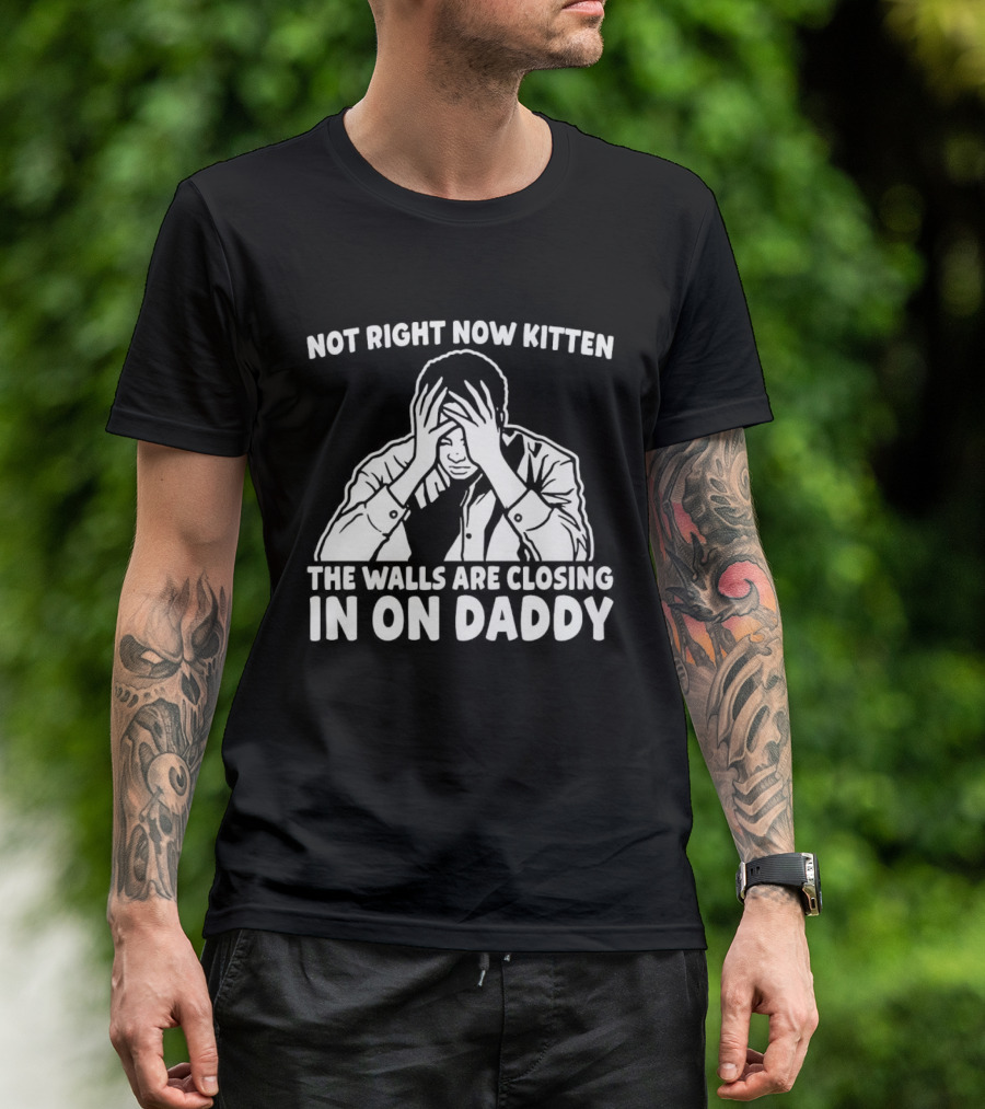 Not Right Now Kitten The Walls Are Closing In On Daddy Stress Humor T-Shirt