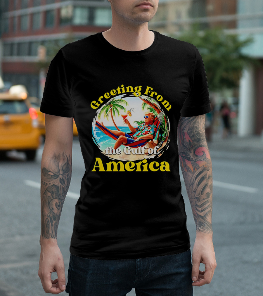 Greeting From The Gulf Of America Tropical Beach Scene T-Shirt
