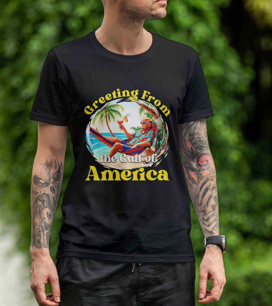Greeting From The Gulf Of America Tropical Beach Scene T-Shirt