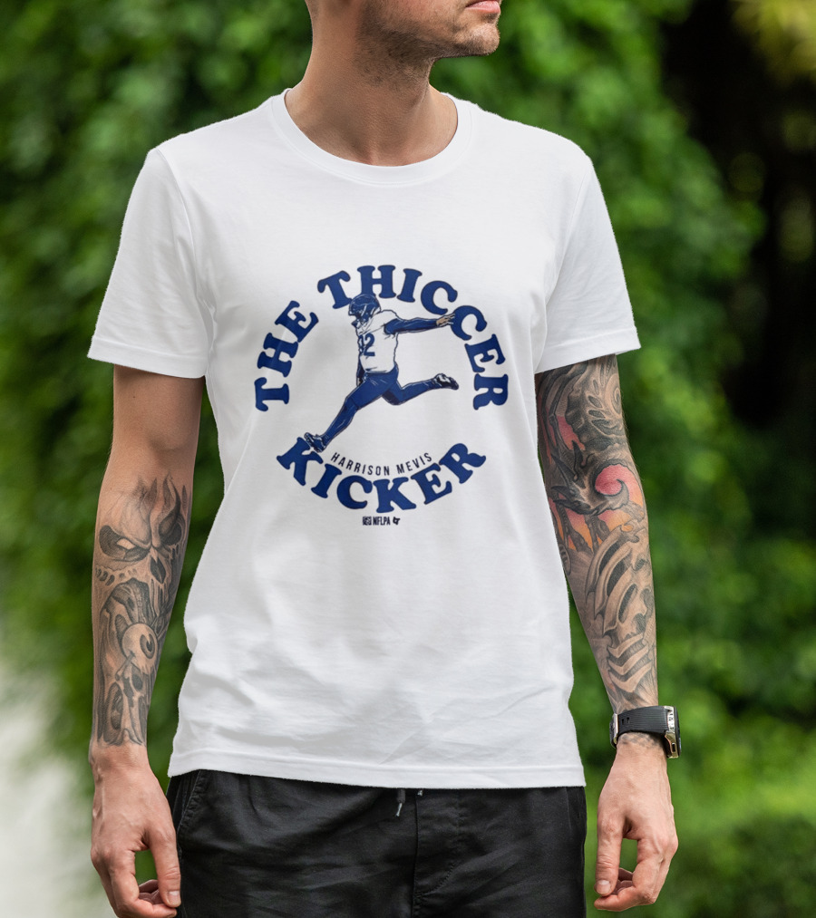 Harrison Mevis The Thiccer Kicker Football Player 92 T-Shirt
