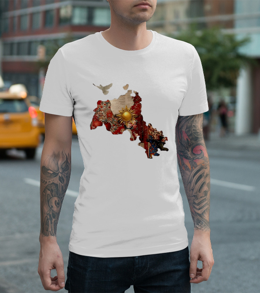 Map Of Kurdistan With Sun And Peace Dove T-Shirt