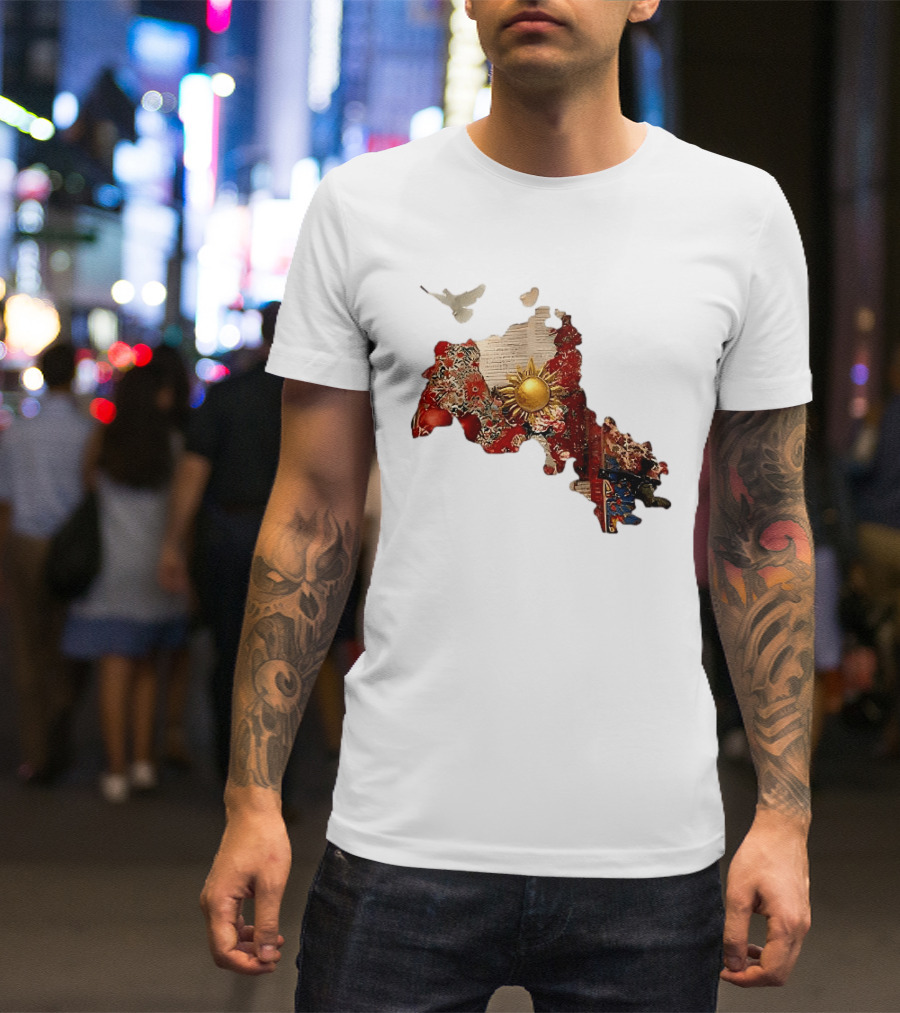 Map Of Kurdistan With Sun And Peace Dove T-Shirt