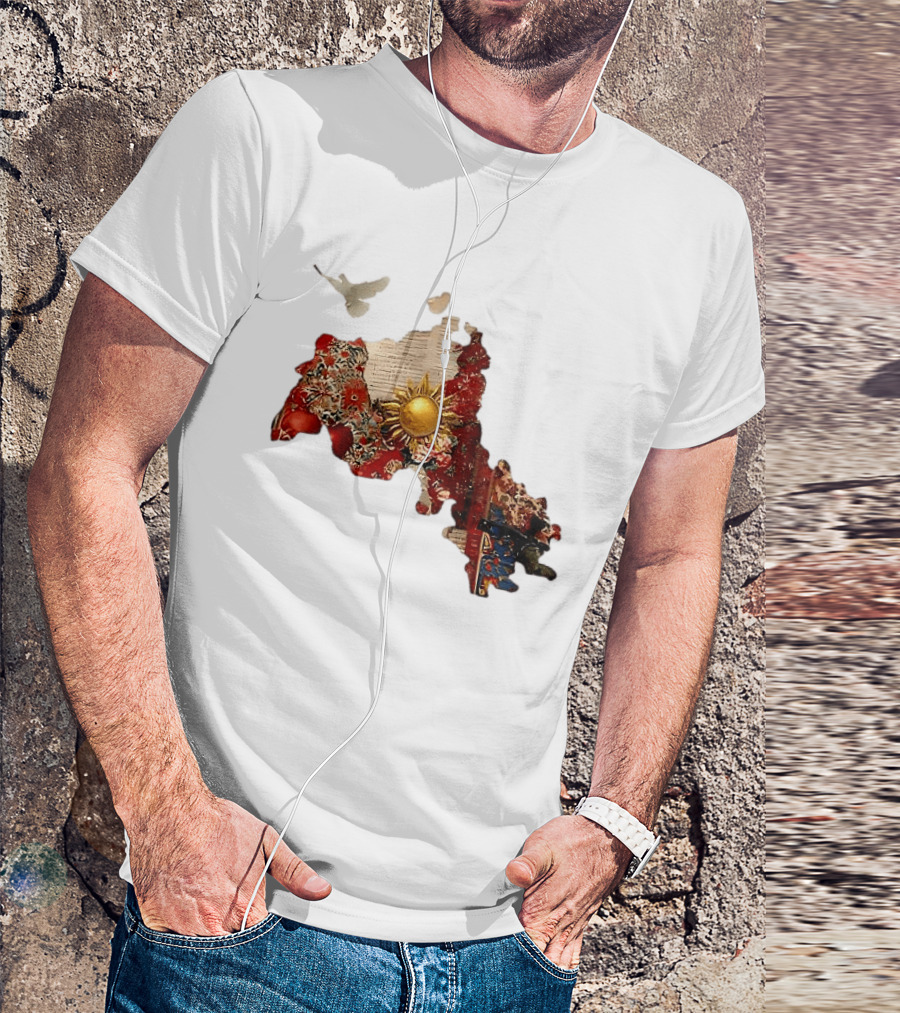 Map Of Kurdistan With Sun And Peace Dove T-Shirt