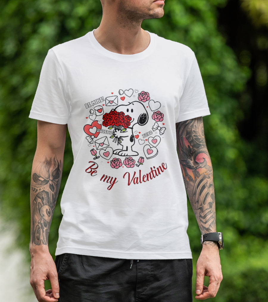 Snoopy Be Mine Sweetie Xoxo Be My Valentine Day Roses Hearts T-Shirt