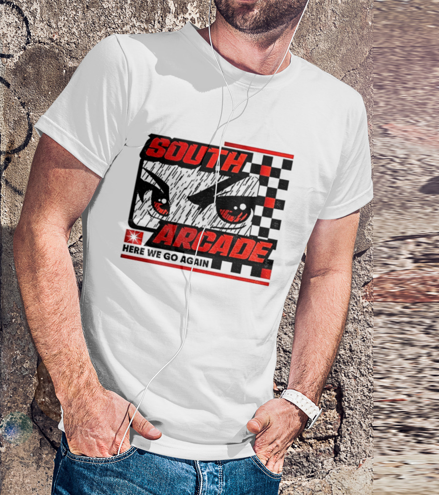South Arcade Here We Go Again Checkerboard Eyes T-Shirt