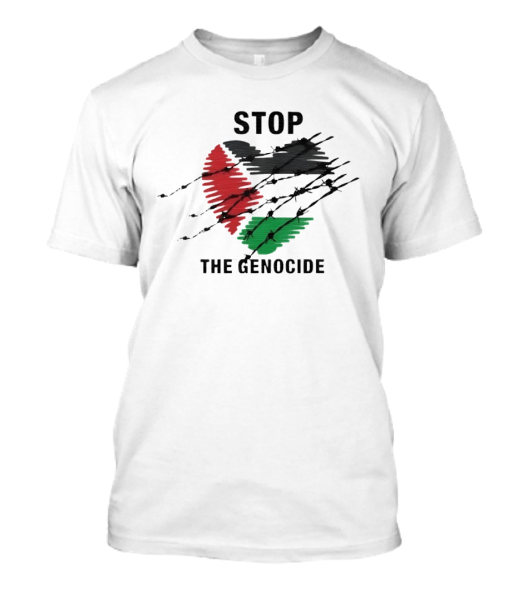Stop The Genocide Palestinian Flag With Barbed Wire T-Shirt