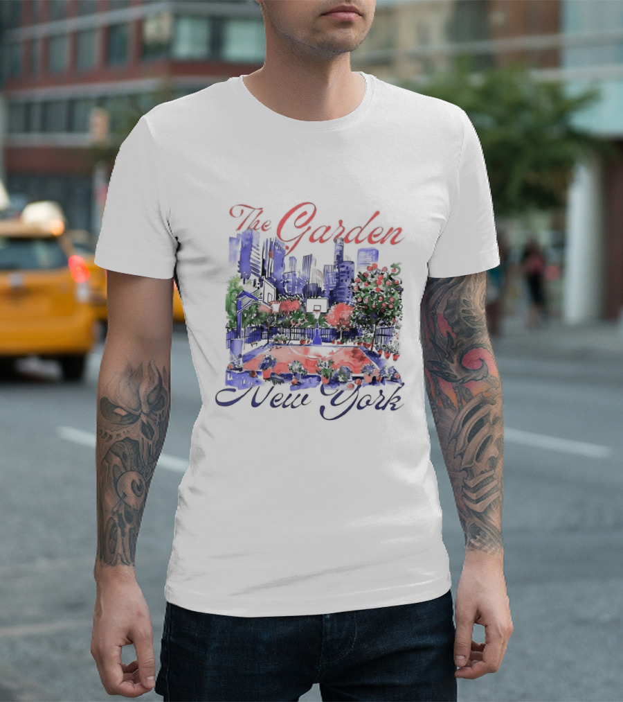 The Garden New York Basketball Court Cityscape T-Shirt