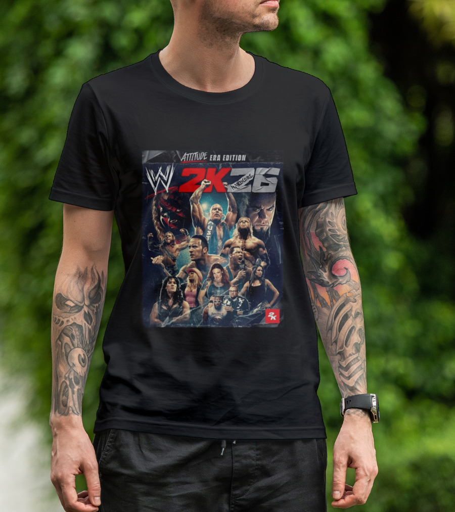 WWE 2K26 Attitude Era Edition Featuring Iconic Legends T-Shirt