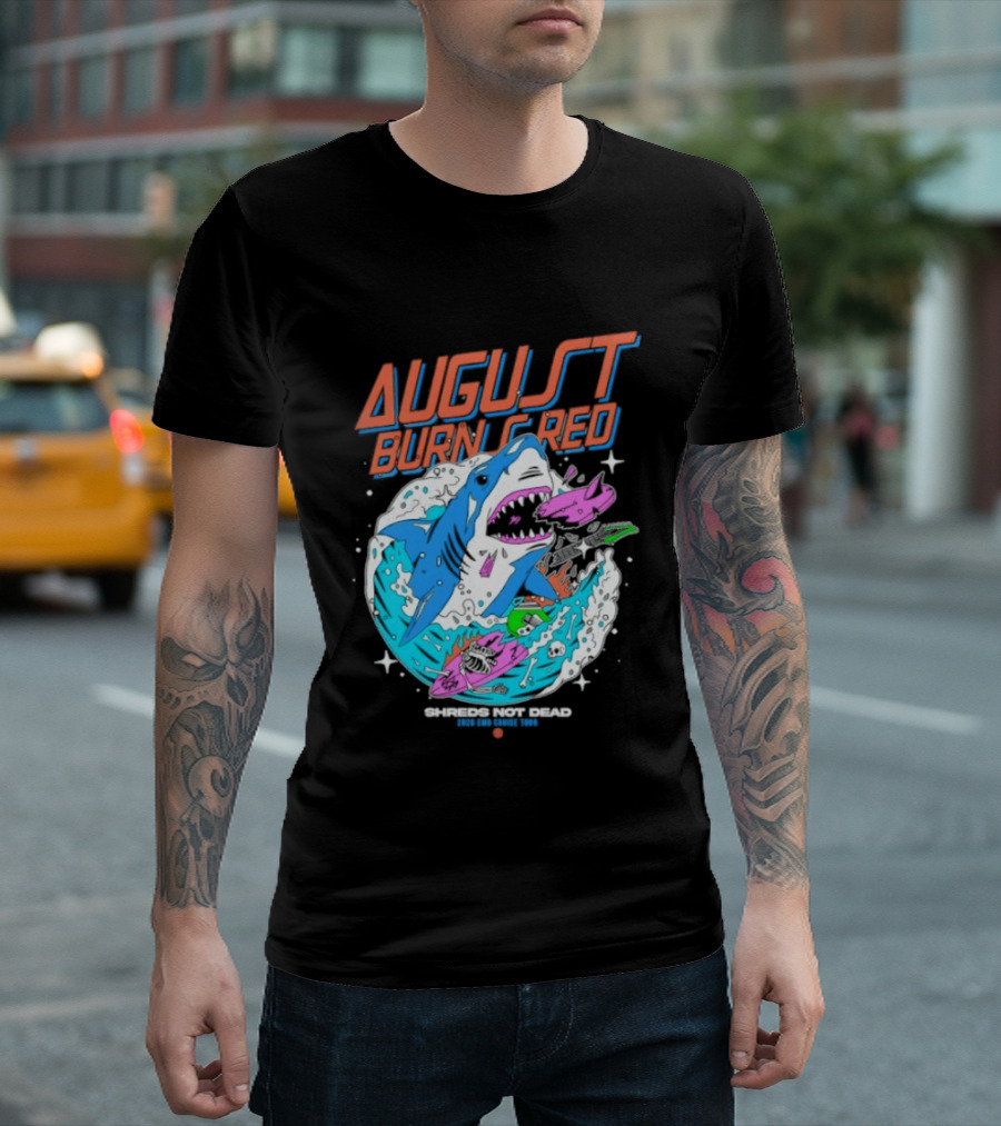 August Burns Red Shreds Not Dead Emo Cruise Tour 2026 Shark Explosion T-Shirt
