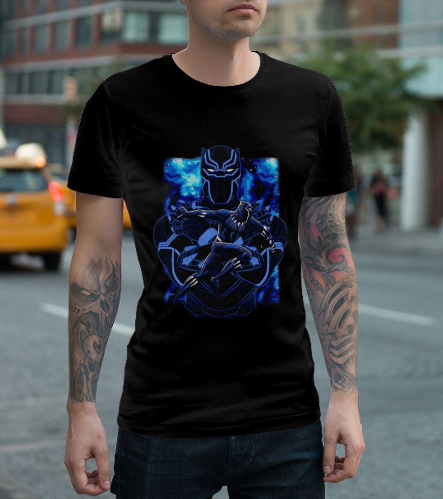 Black Panther Superhero King Panther Shadow Vibrant Cosmic T-Shirt