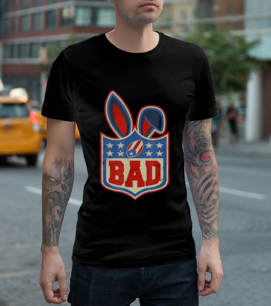 BAD Bunny Football Old School NFL Shield T-Shirt
