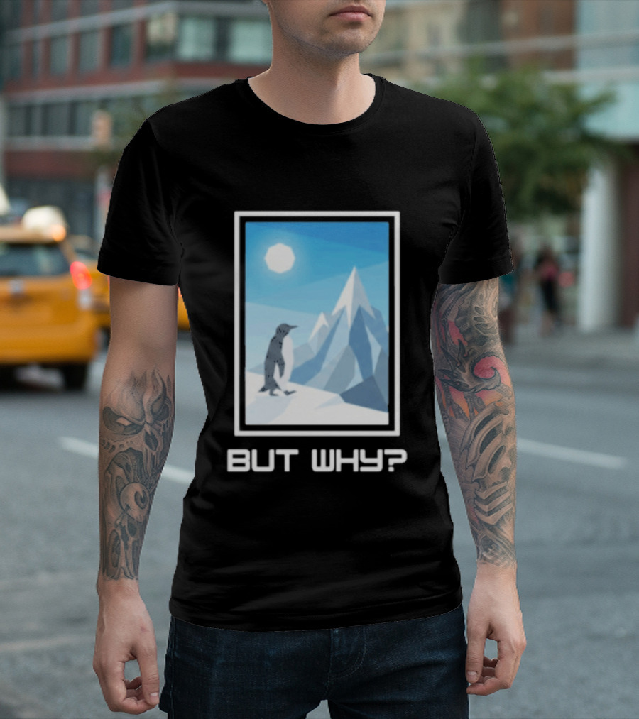 But Why Penguin Northward Bound Minimalist Arctic Framed T-Shirt