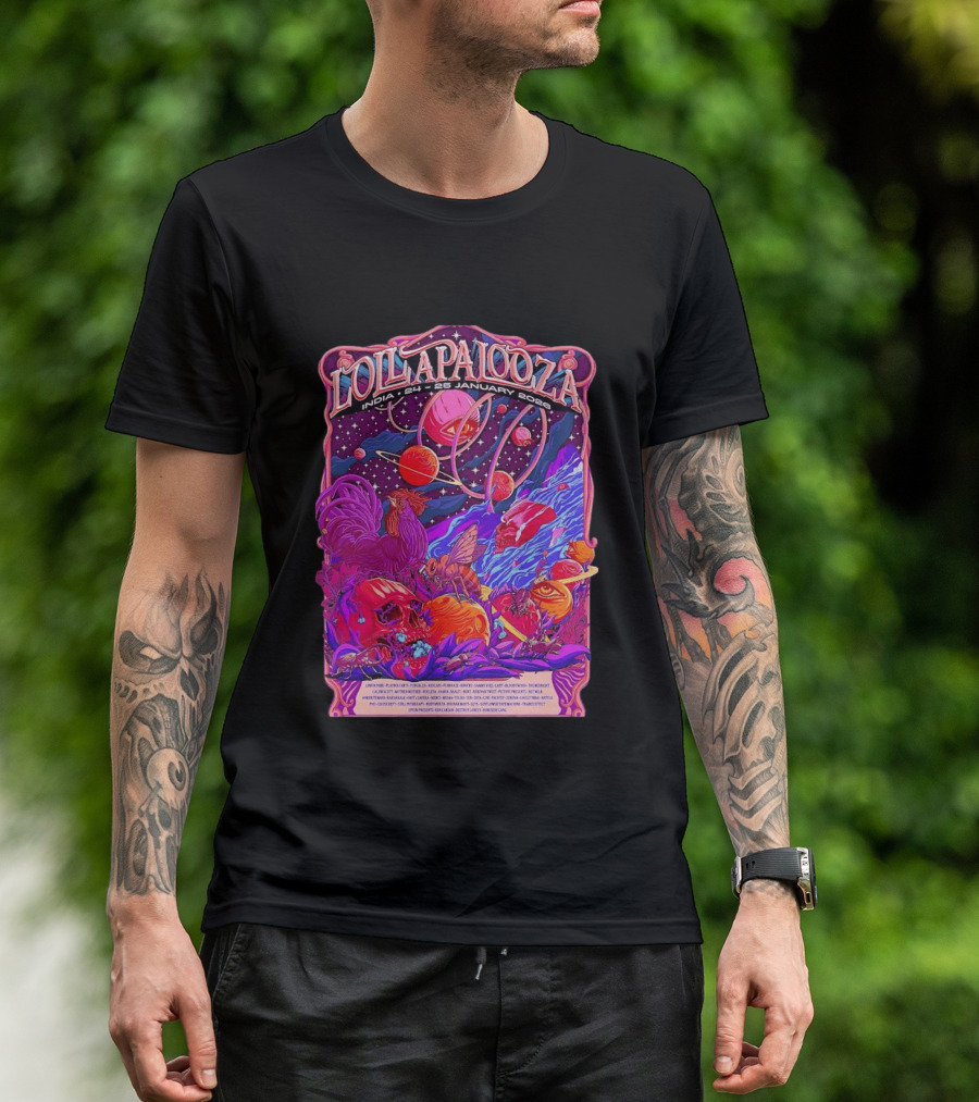 Lollapalooza India 2026 January 24 25 Planetary Cosmic Wildlife Perry Farrell X Aaquib Wani T-Shirt