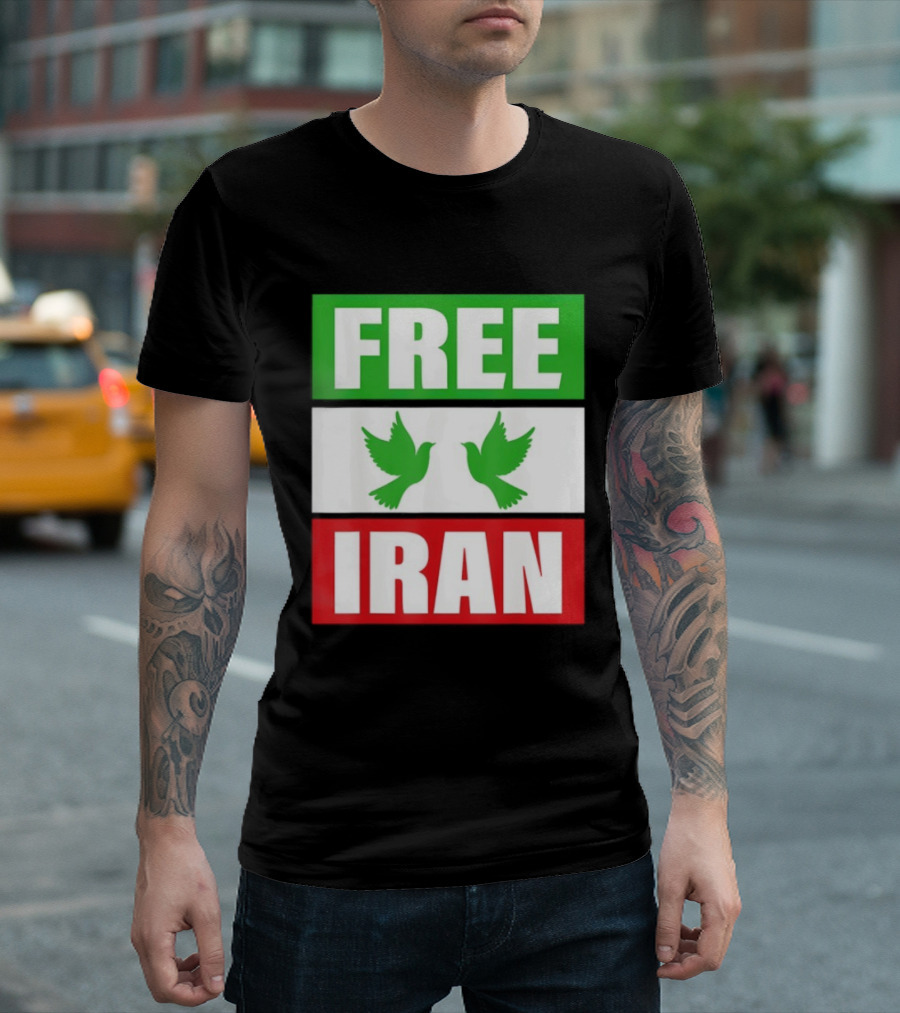 Free Iran Green White Red Peace Doves Freedom T-Shirt