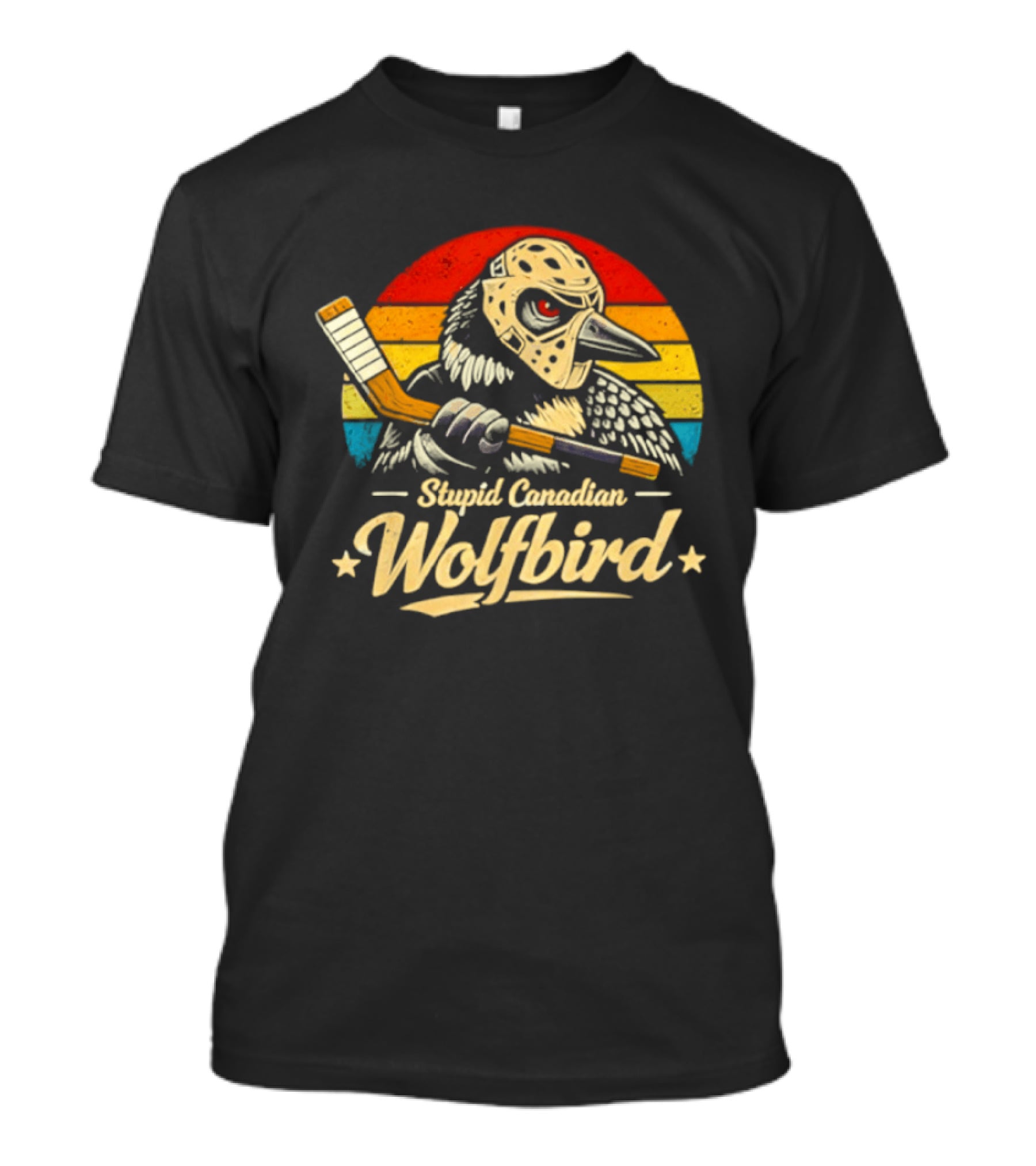 Stupid Canadian Wolfbird Retro Hockey Vintage Loon Meme T-Shirt