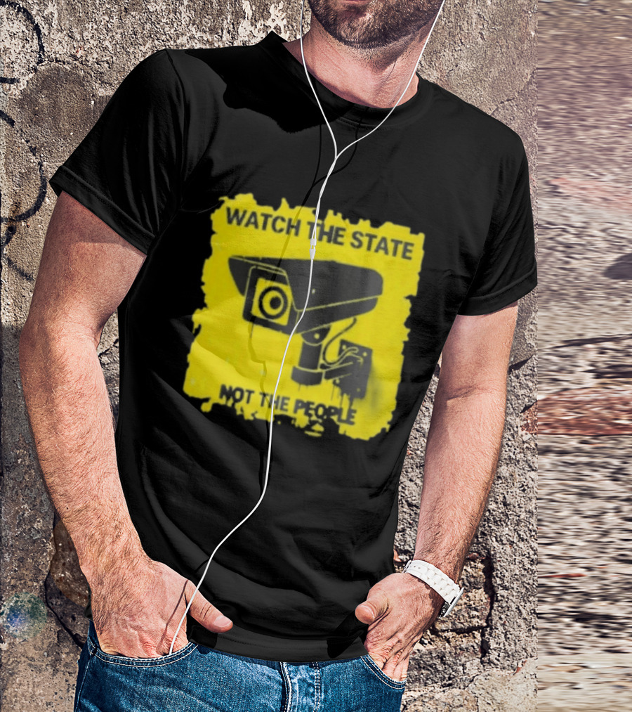 THE STATE NOT THE PEOPLE Yellow Surveillance Camera T-Shirt