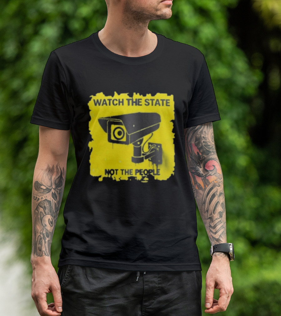 THE STATE NOT THE PEOPLE Yellow Surveillance Camera T-Shirt