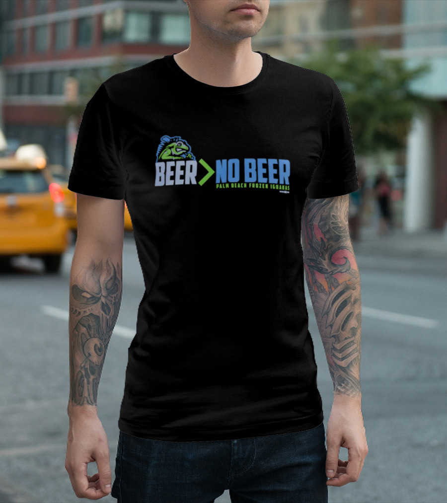 Palm Beach Frozen Iguanas Beer Greater Than No Beer T-Shirt