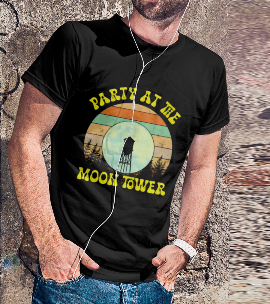 Party At The Moontower Retro Sunset Landscape Moon T-Shirt