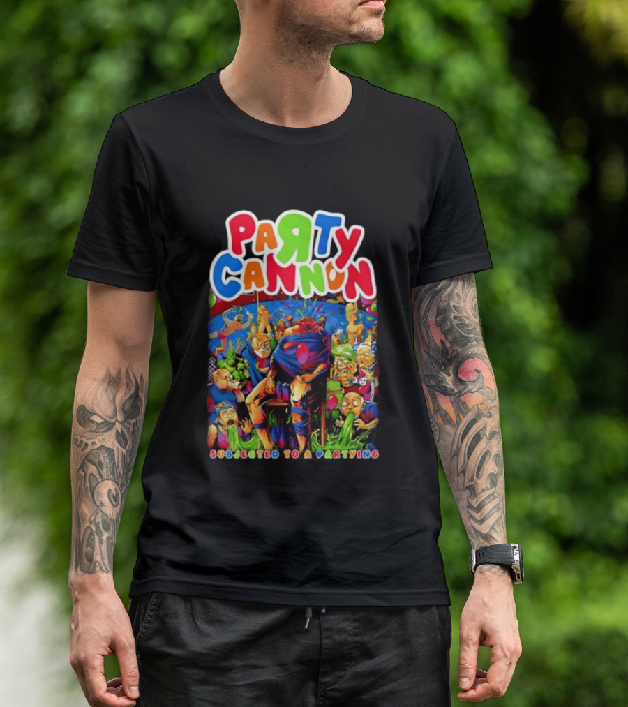 Party Cannon Subjected To A Partying Colorful Cartoon Chaos T-Shirt