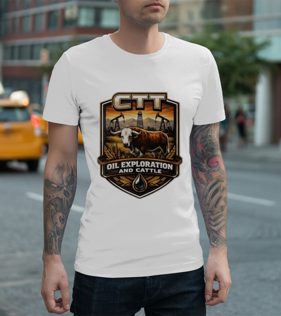 CTT Oil Exploration And Cattle Pumpjack Bull T-Shirt