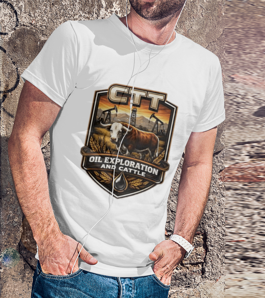CTT Oil Exploration And Cattle Pumpjack Bull T-Shirt