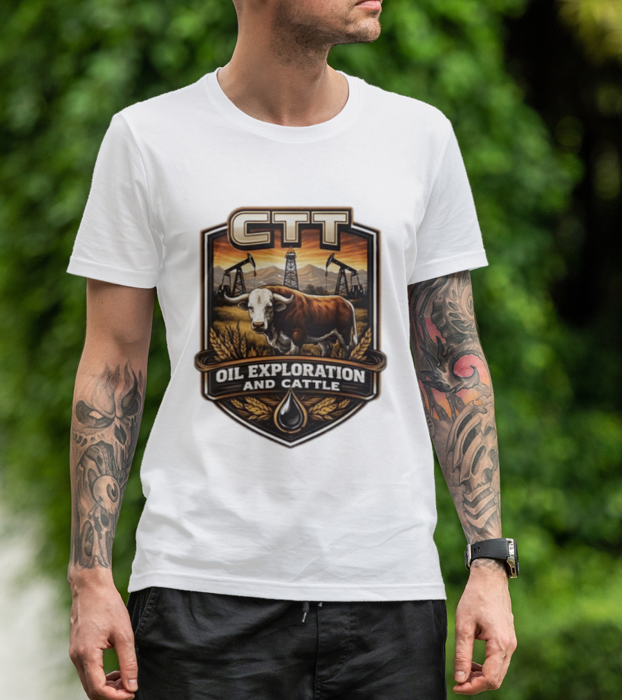 CTT Oil Exploration And Cattle Pumpjack Bull T-Shirt