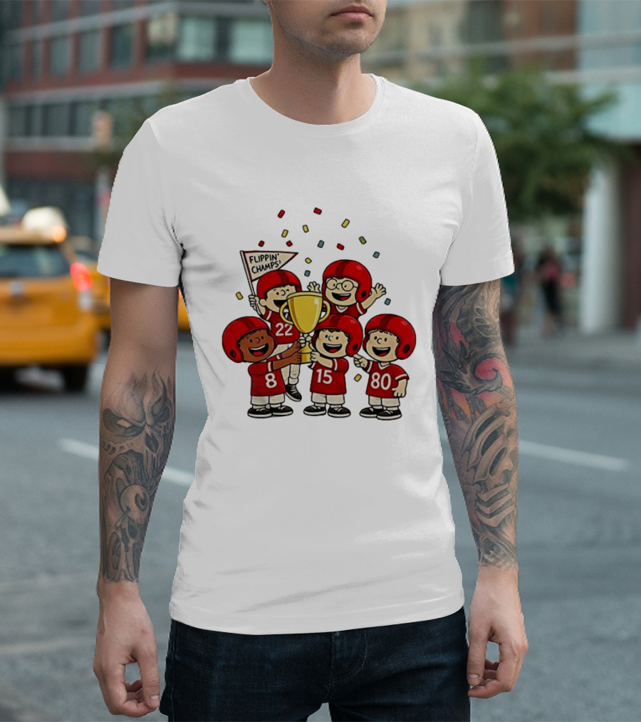 Peanuts Flippin' Champs Football Team Celebration With Trophy T-Shirt