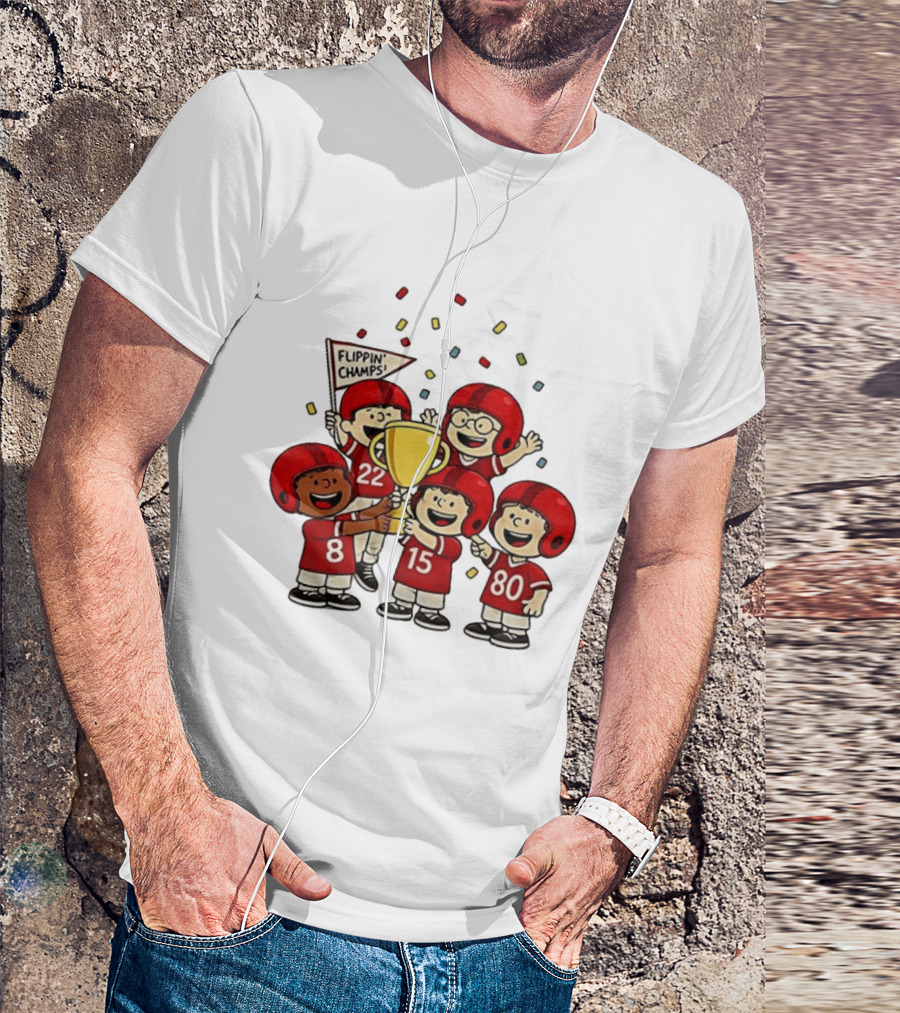 Peanuts Flippin' Champs Football Team Celebration With Trophy T-Shirt