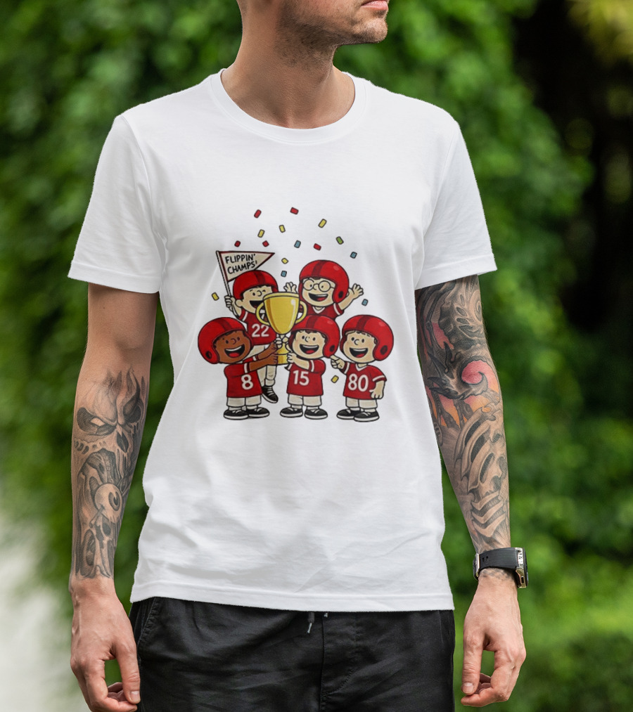 Peanuts Flippin' Champs Football Team Celebration With Trophy T-Shirt