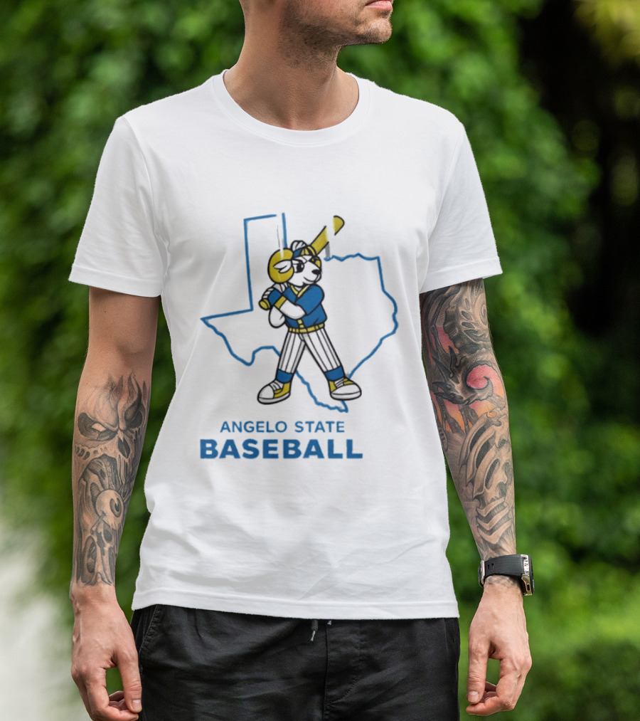 Texas Outline Angelo State Baseball Batter T-Shirt