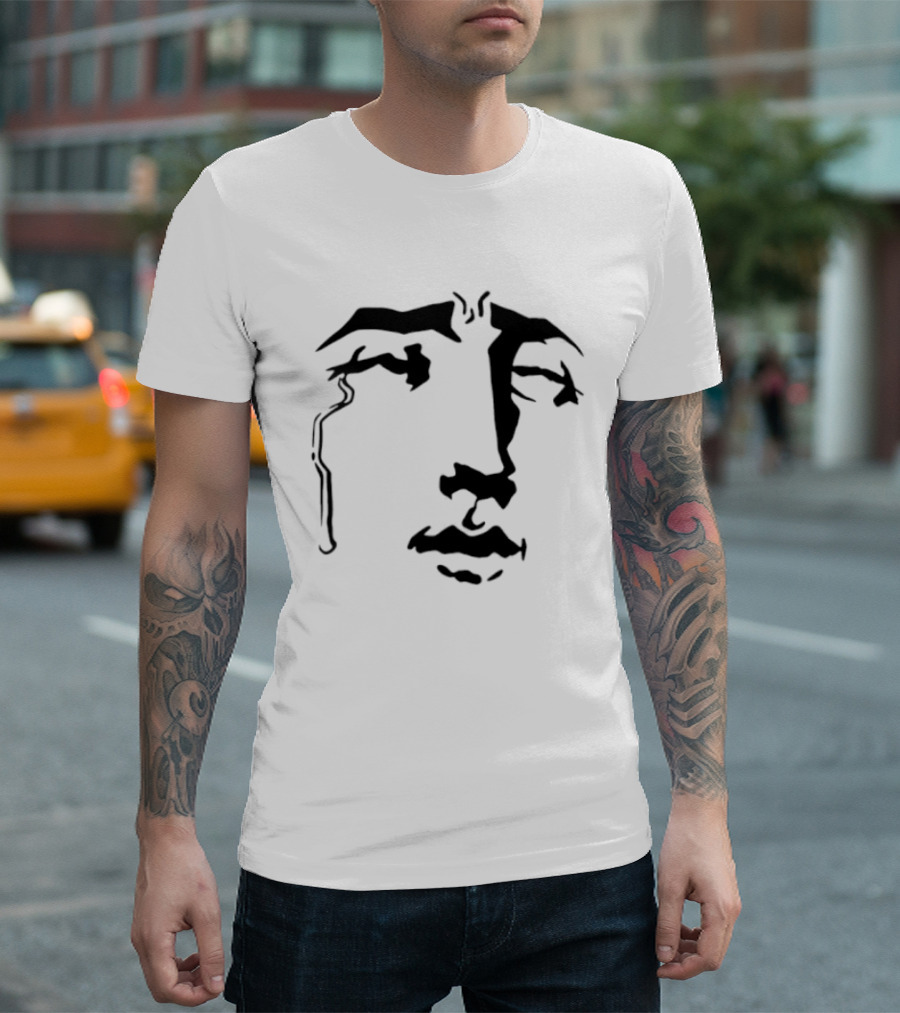 Crying Anime Meme Face Expression Black Line T-Shirt