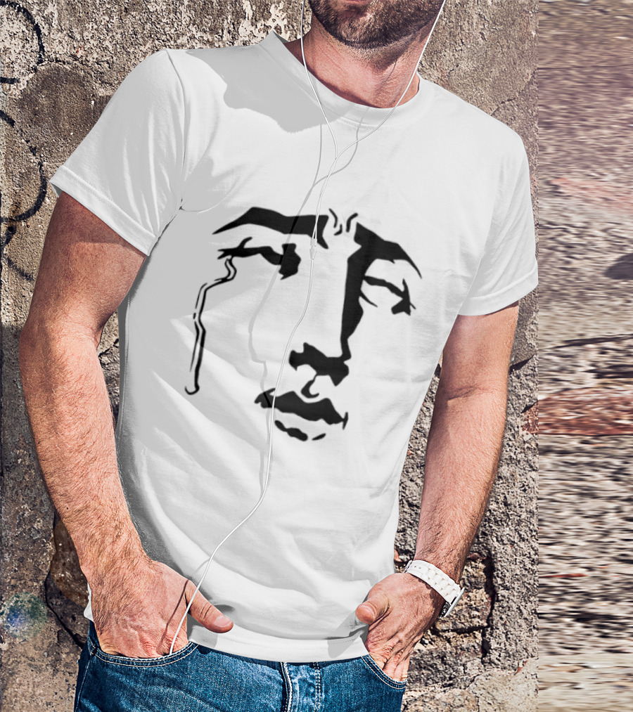 Crying Anime Meme Face Expression Black Line T-Shirt