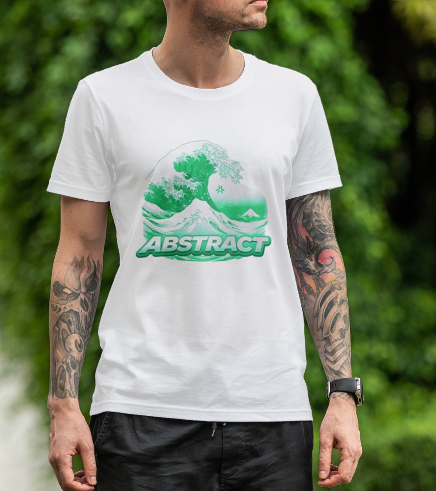 Abstract Green Wave Japanese Art Style Ocean Scene T-Shirt