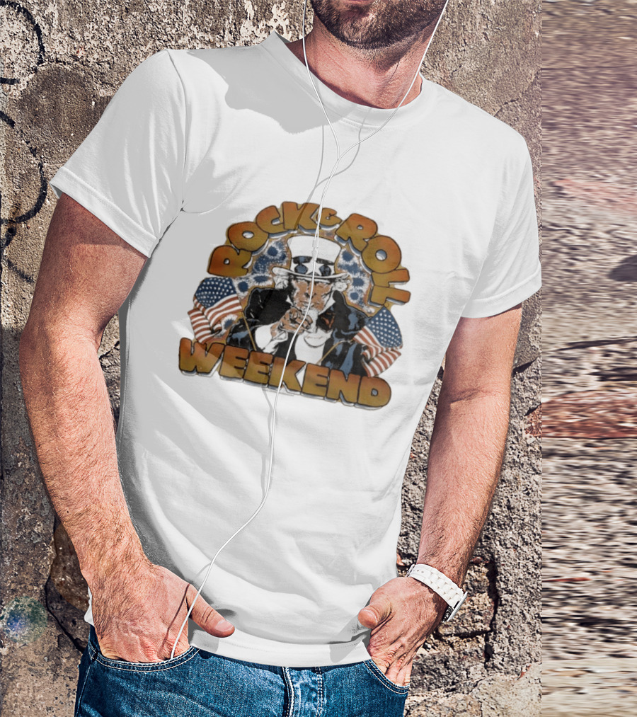 Rock And Roll Weekend Uncle Sam Ozzy Osbourne Tribute With American Flags T-Shirt