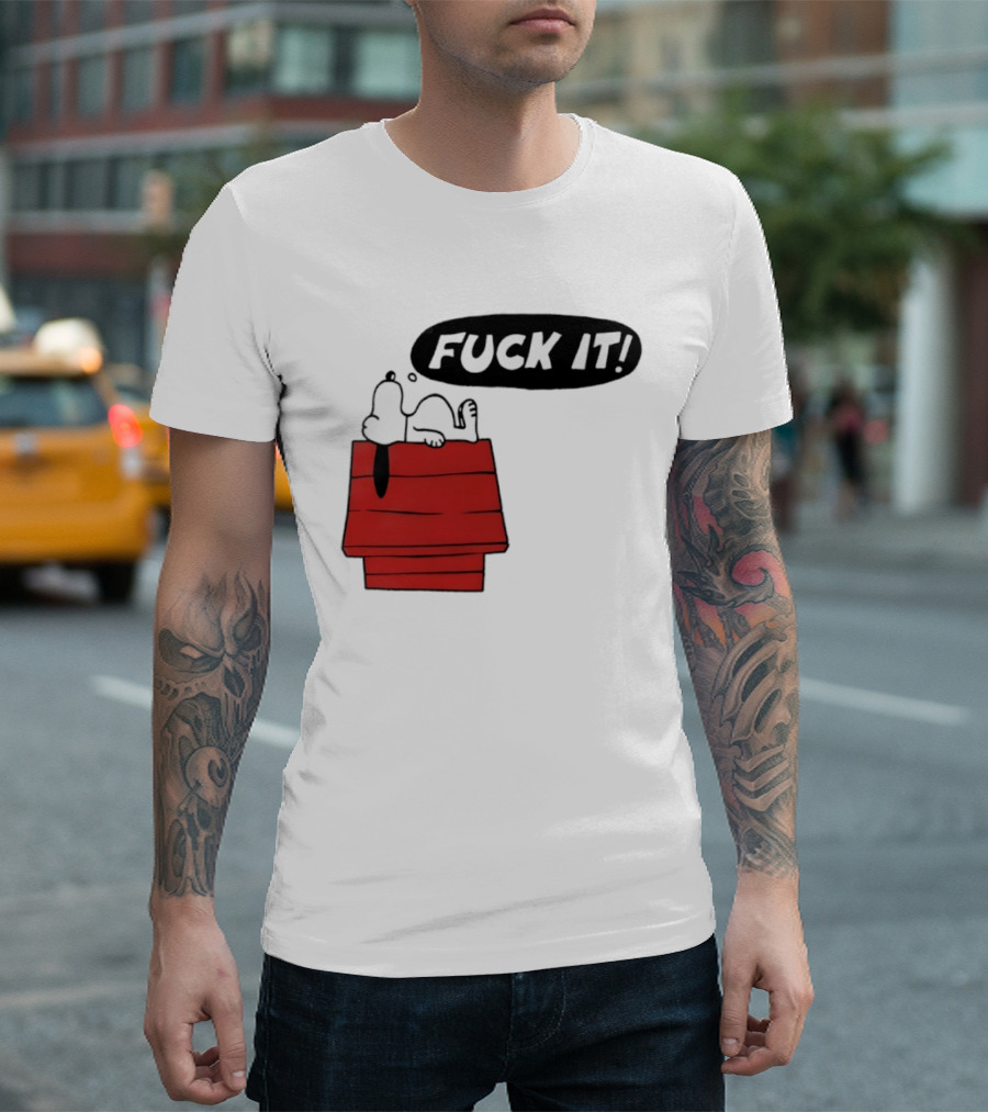 Snoopy Fuck It Relaxing On Doghouse Peanuts Humor T-Shirt